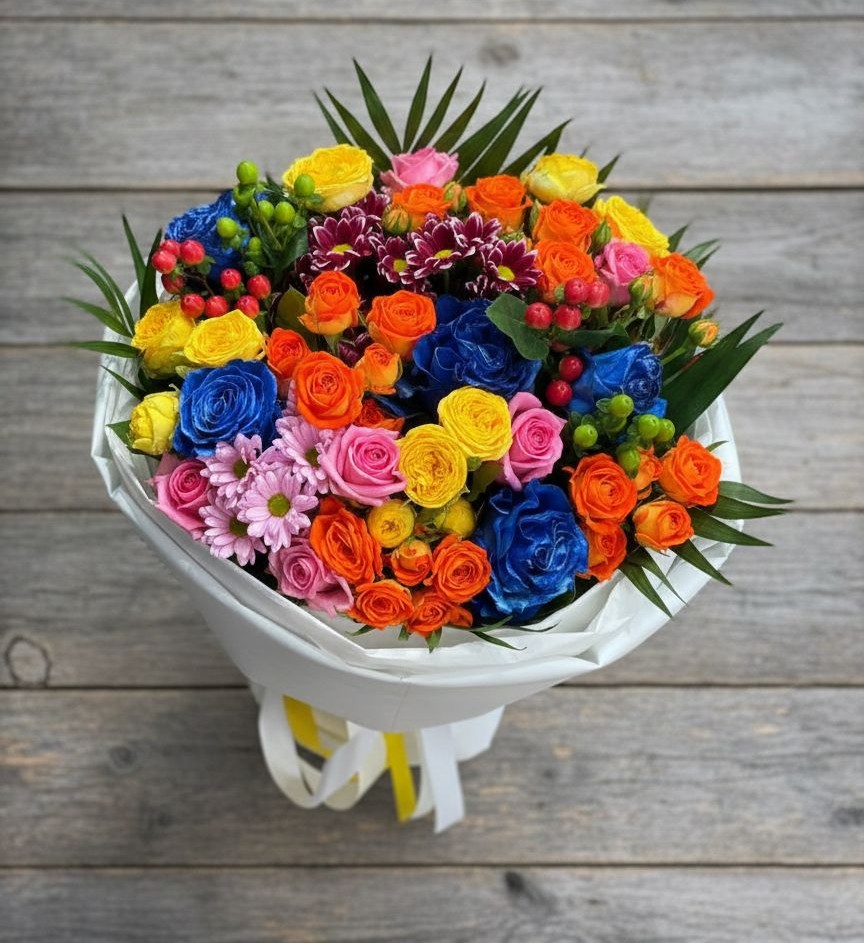 Букет цветов из: Розы и Хризантемы в Донской Балке