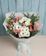 Букет цветов из:  Розы, Лизиантусы и Хризантемы в Донской Балке