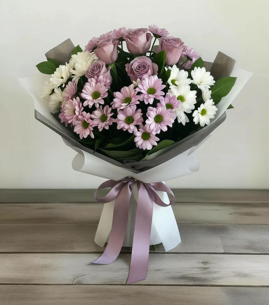 Букет цветов из: Хризантемы и Розы в Донской Балке