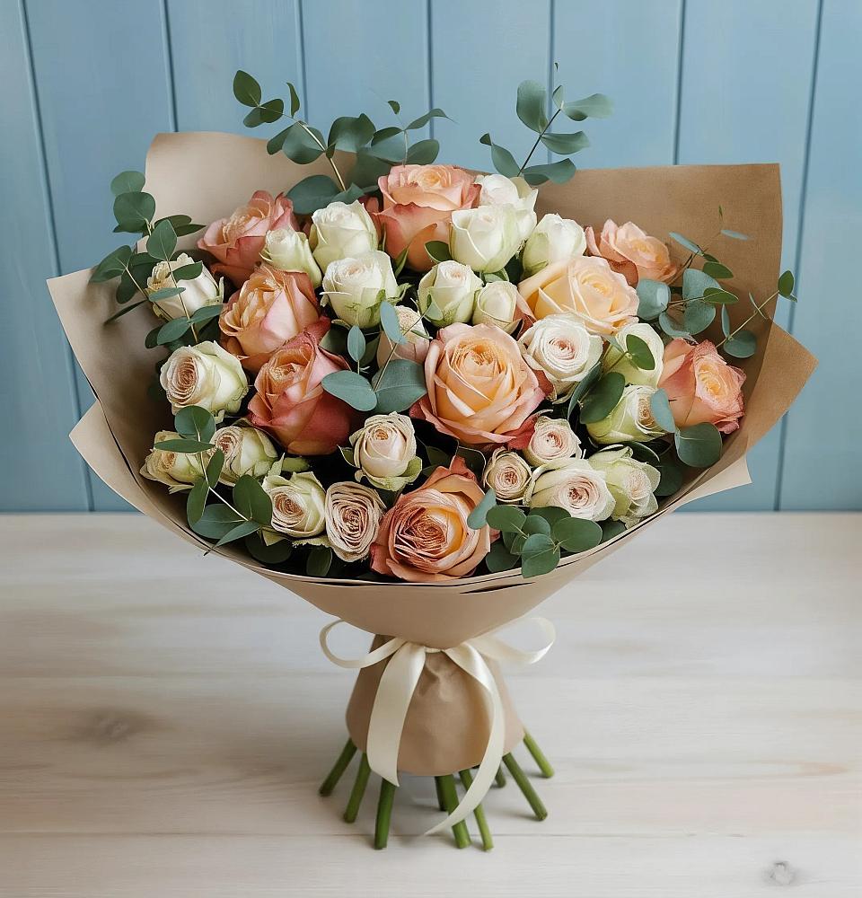 Букет цветов из: Альстромерии и Розы в Донской Балке