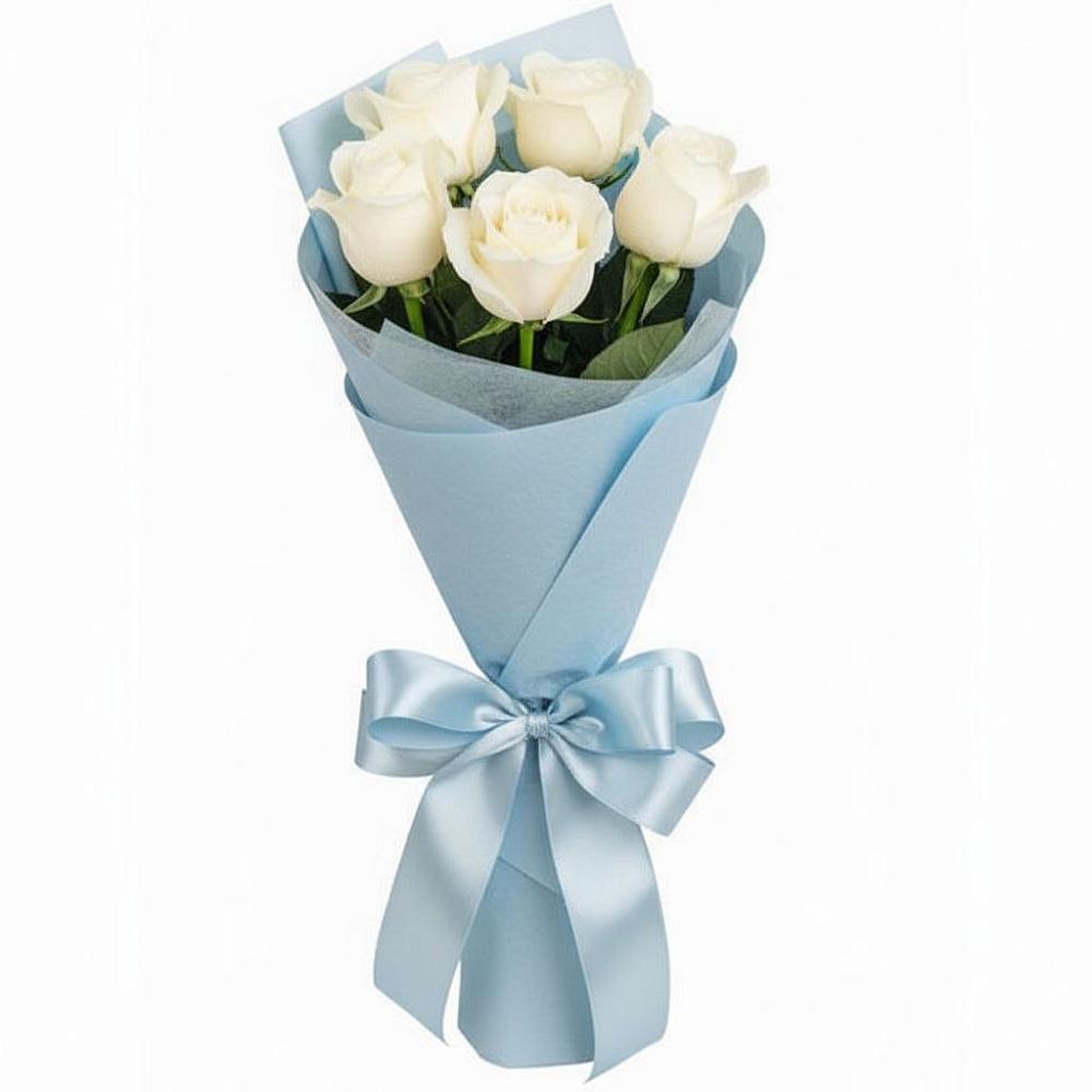 Букет 5 Белых роз Проуд в Донской Балке