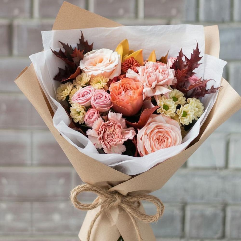 Букет цветов из: Гвоздики, Хризантемы и Розы в Донской Балке