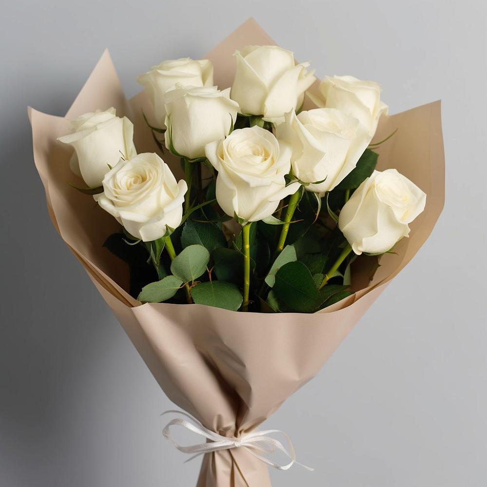 Букет 9 Белых роз Эдлесс Лав в Донской Балке