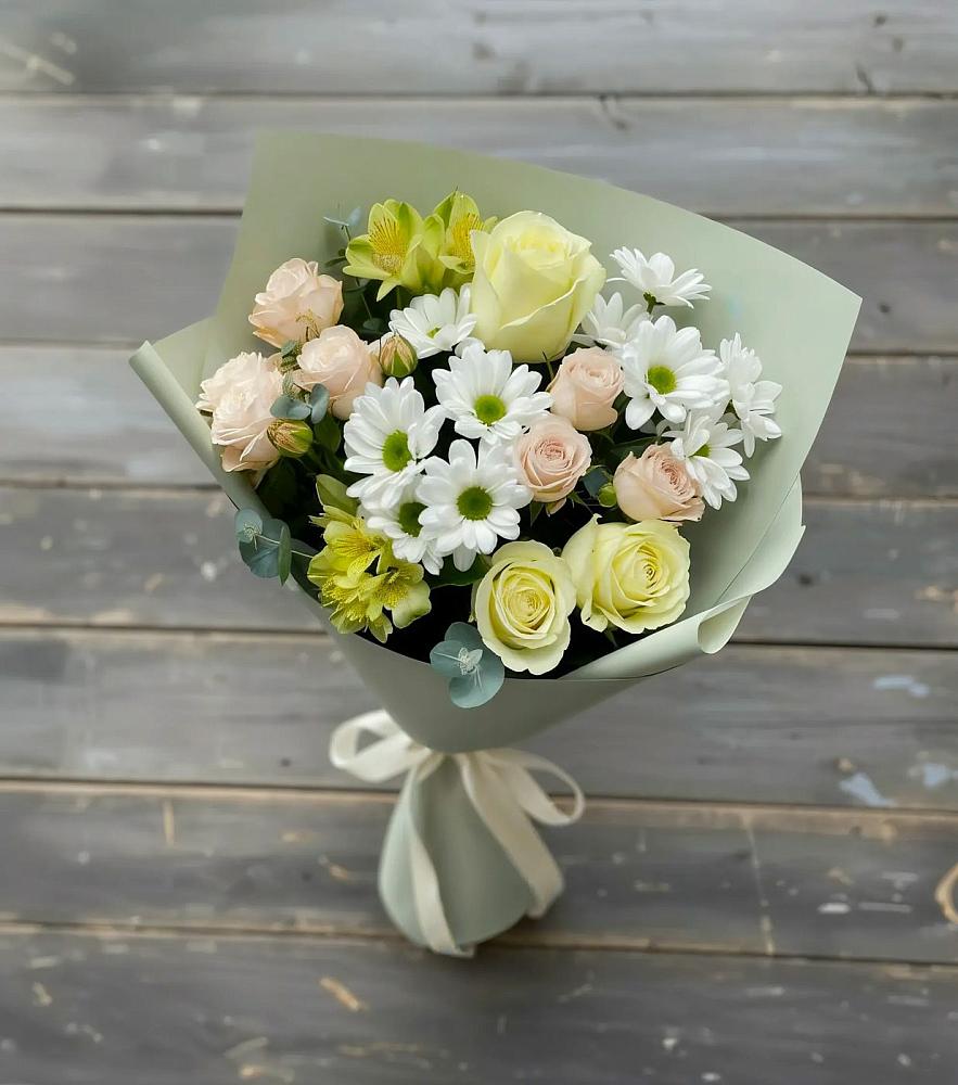 Букет цветов из: Альстромерии, Розы и Хризантемы в Донской Балке