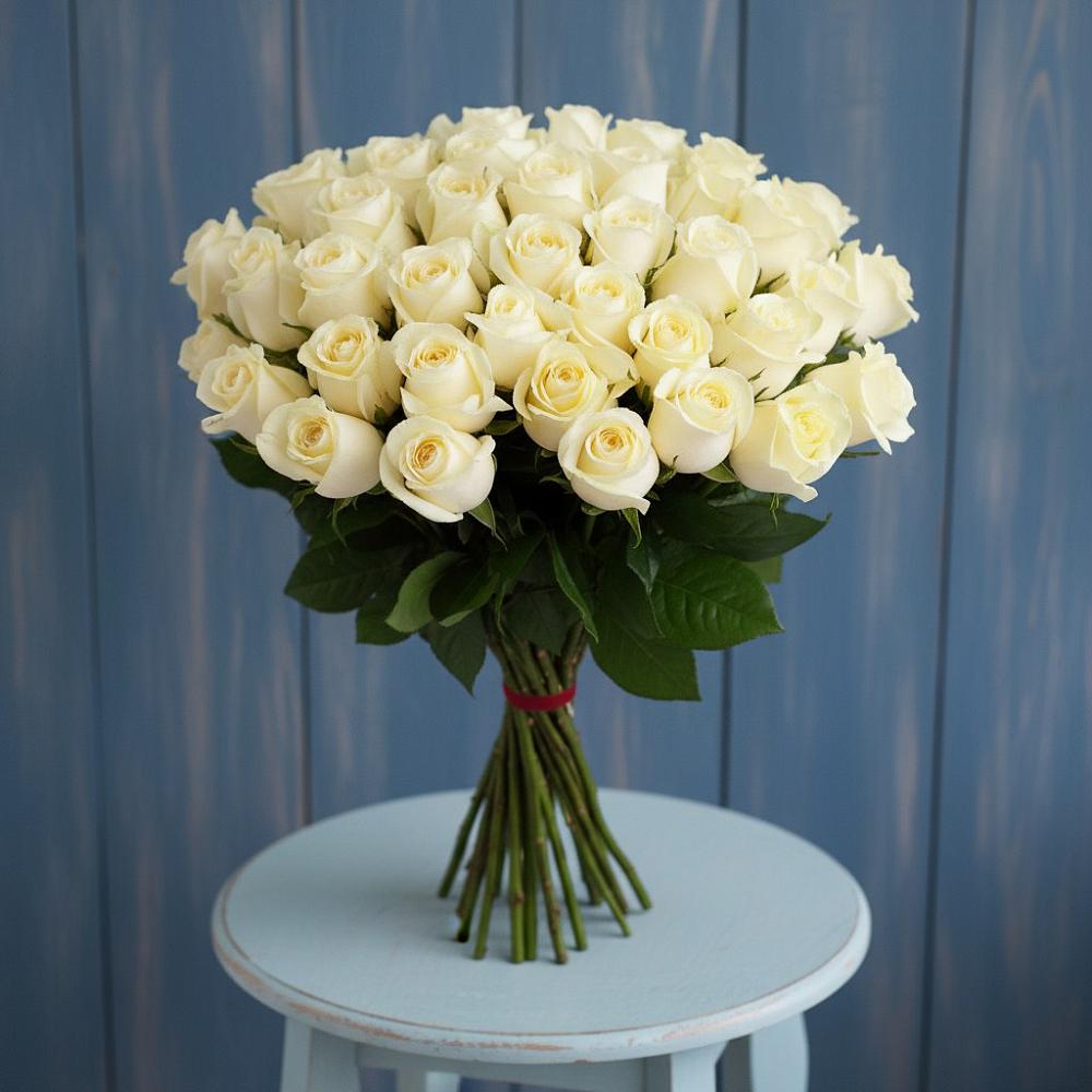 Букет 51 Белая роза Эдлесс Лав в Донской Балке