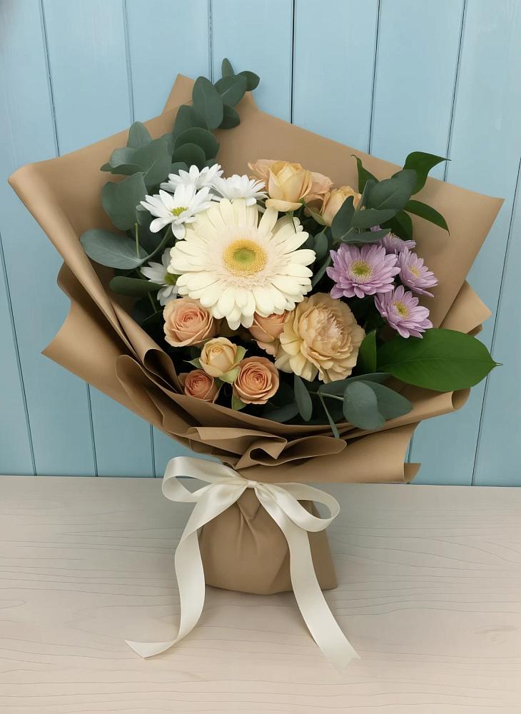 Букет цветов из: Герберы и Хризантемы в Донской Балке