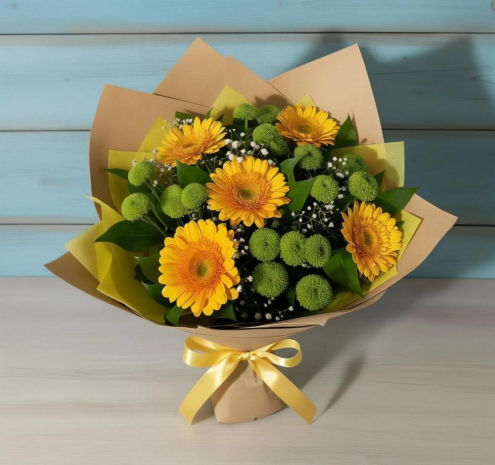 Букет цветов из: Герберы и Хризантемы в Донской Балке