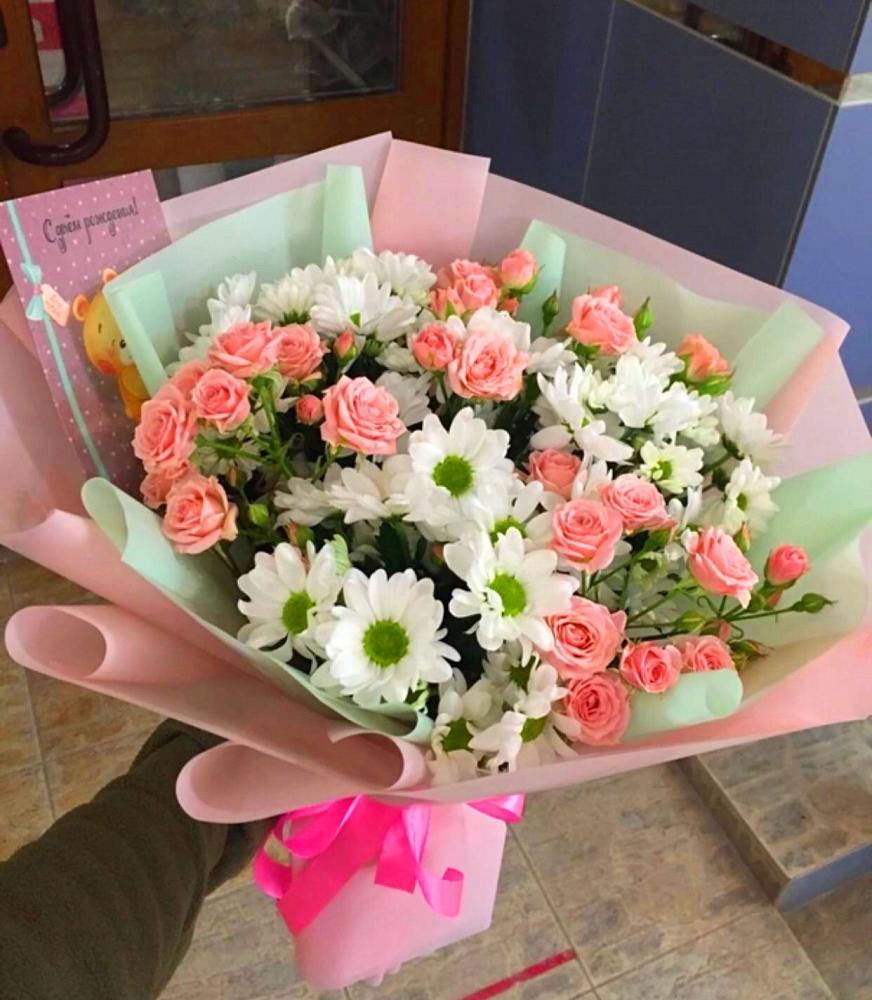 Букет цветов из: Розы и Хризантемы в Донской Балке