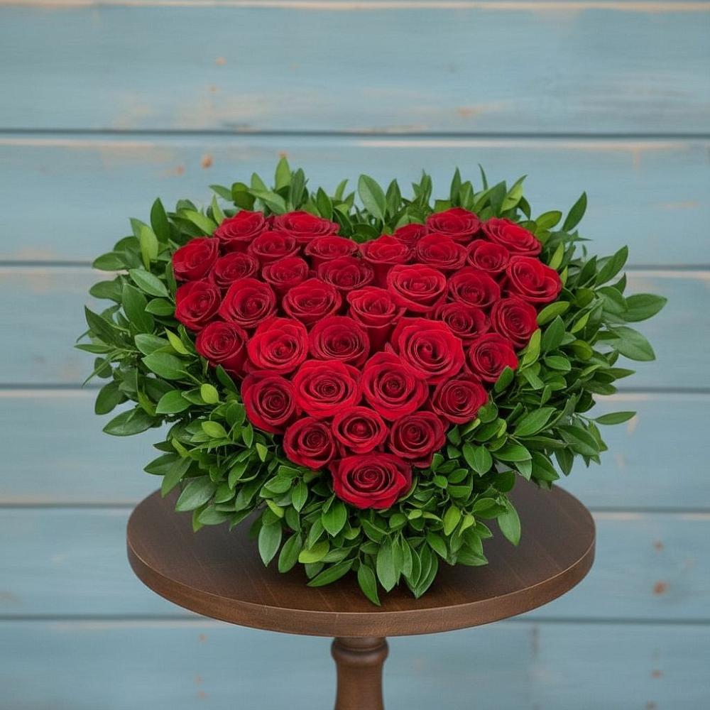 Цветочная композиция из Розы в виде сердца в Донской Балке