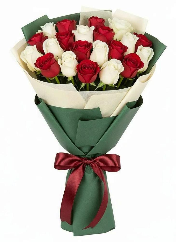 Букет Микс из красных и белых роз в Донской Балке