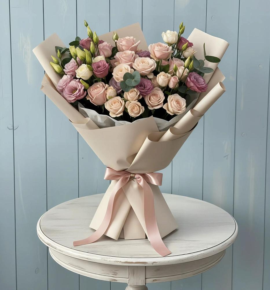 Букет цветов из: Розы и Лизиантусы в Донской Балке