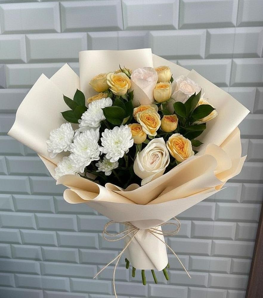 Букет цветов из: Розы и Хризантемы в Донской Балке