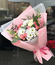 Букет цветов из:  Розы, Лизиантусы и Хризантемы в Донской Балке