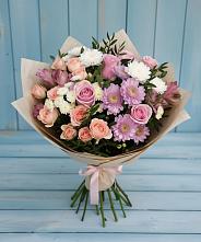 Букет цветов из:  Хризантемы, Розы и Альстромерии в Донской Балке
