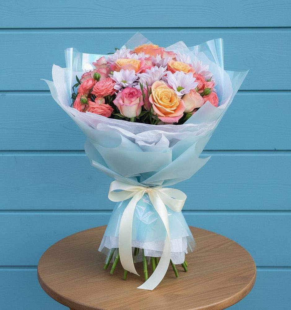 Букет цветов из: Хризантемы и Розы в Донской Балке