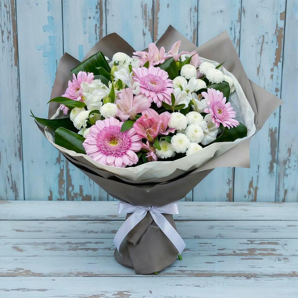 Букет цветов из: Герберы, Альстромерии и Хризантемы в Донской Балке