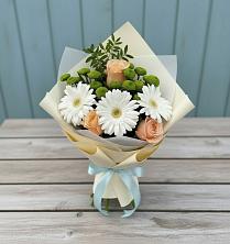 Букет цветов из:  Герберы, Розы и Хризантемы в Донской Балке