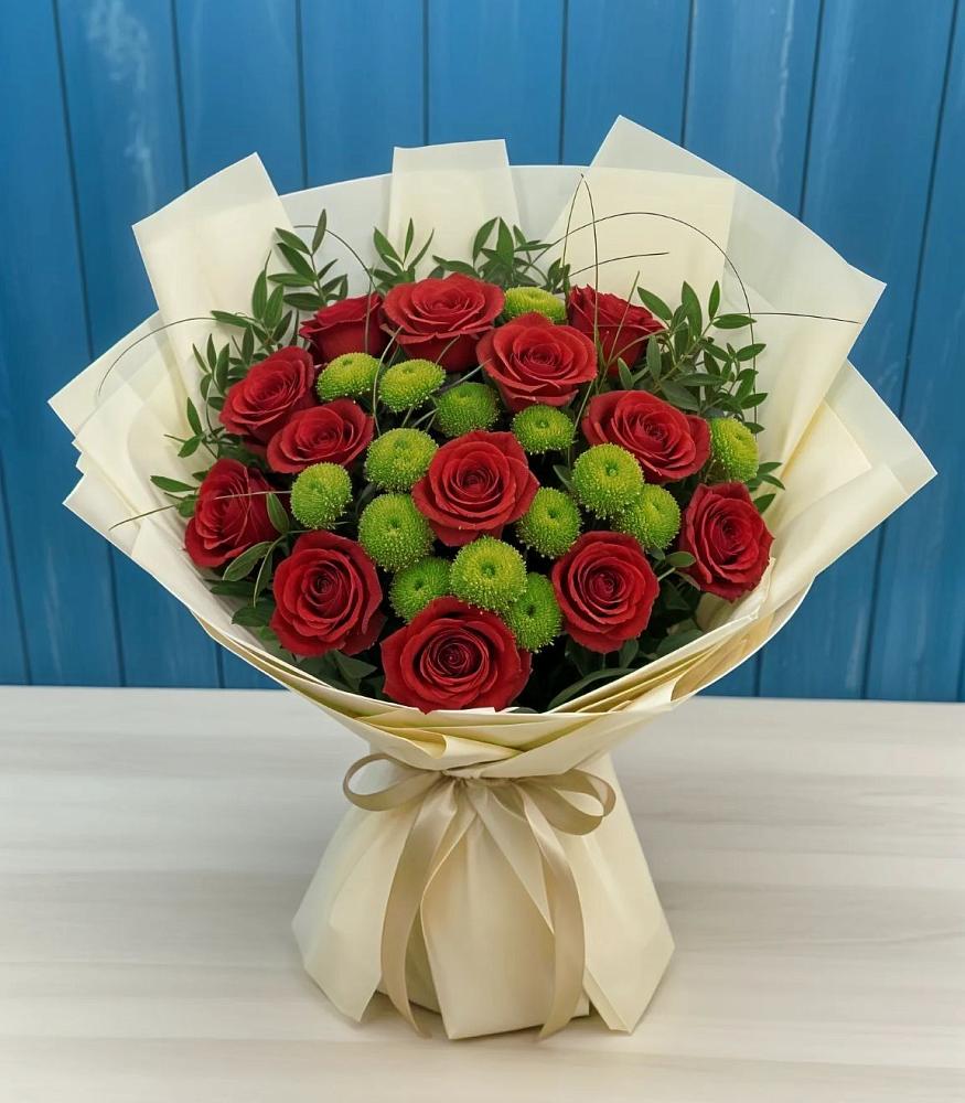 Букет цветов из: Розы и Хризантемы в Донской Балке