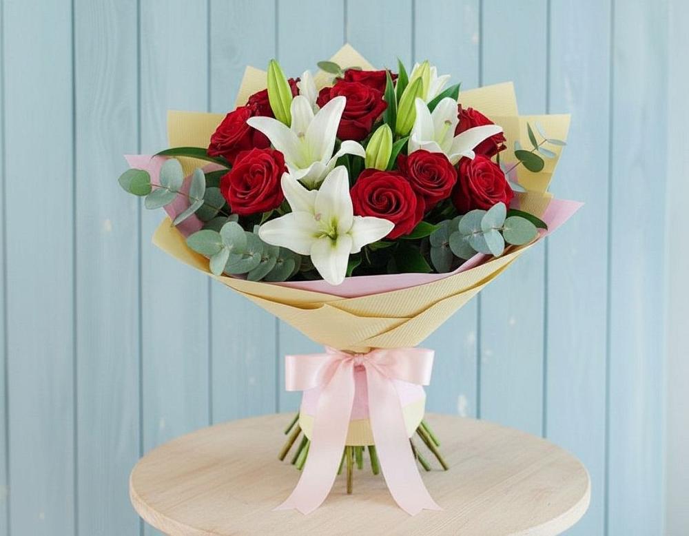 Букет цветов из: Лилии и Розы в Донской Балке